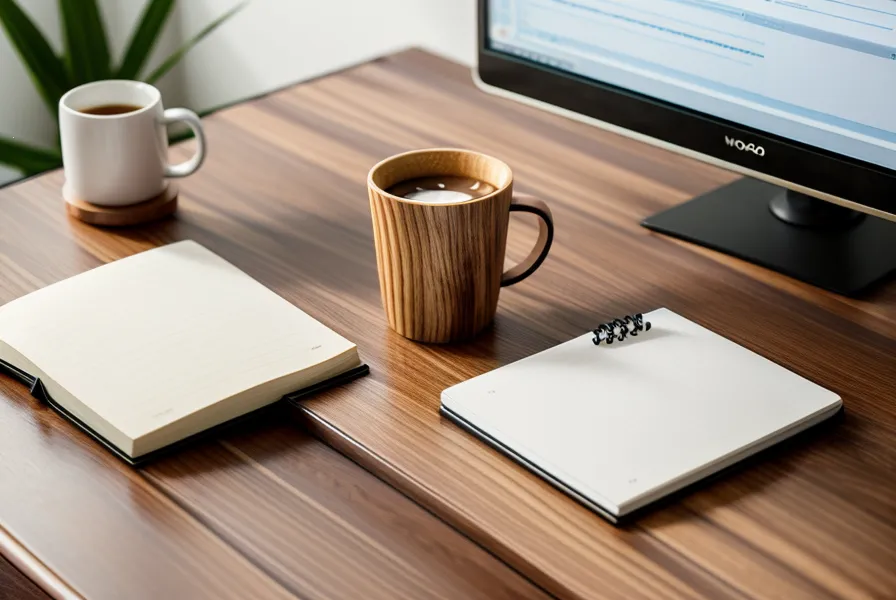 Bureau de travail avec tasse de café et carnet de notes, petit geste du quotidien contre le mal de dos