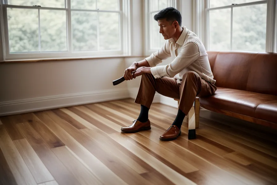 Utilisation d'un long chausse-pied pour mettre ses chaussures sans se pencher.