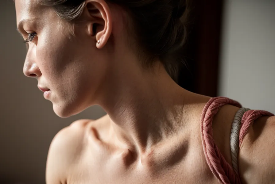 Gros plan sur la posture du cou et les douleurs cervicales liées à l'écran d'un ordinateur portable