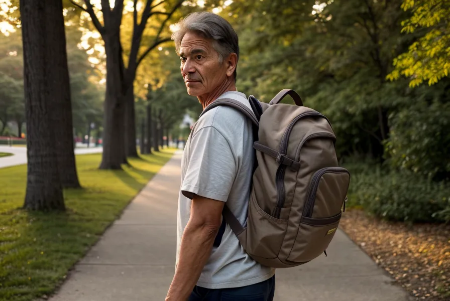 Bretelles larges et rembourrées d'un sac à dos de ville, un repère d'ergonomie quotidienne pour soulager les douleurs chroniques du dos