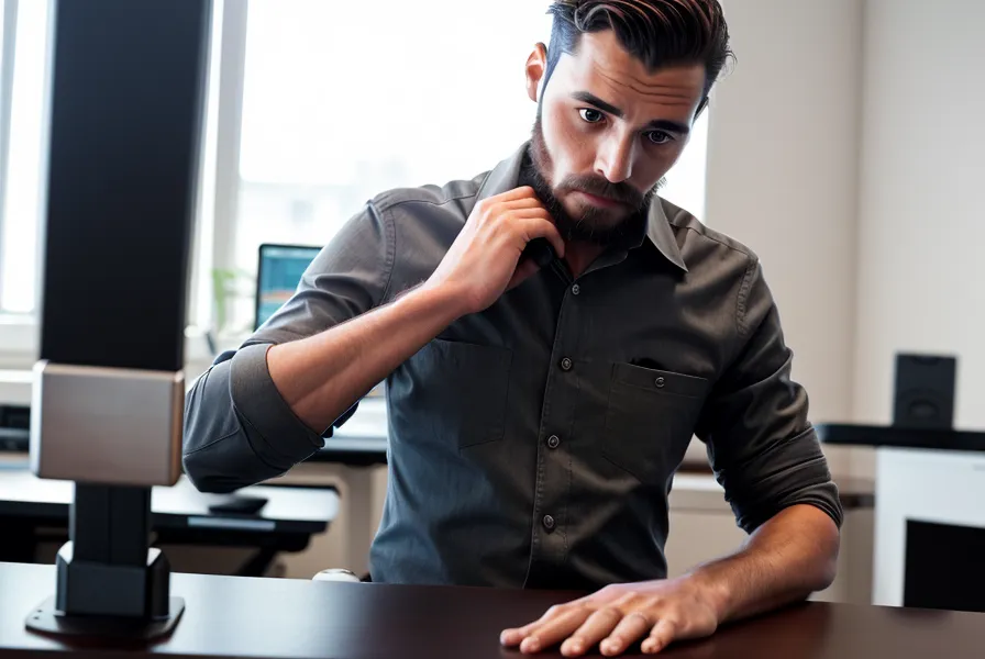 Mains réglant la hauteur d'un bureau assis-debout pour alterner les positions sans forcer le dos